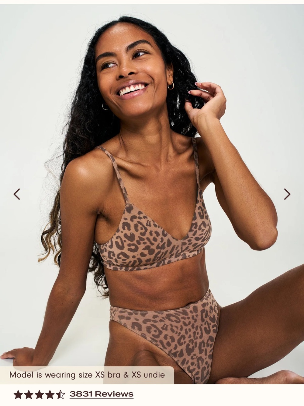 Leopard Print Triangle Bralette and High-Cut Brief Set - Brown